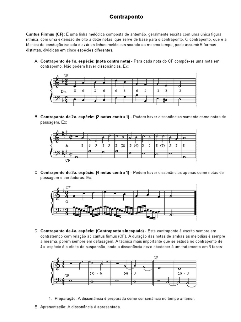 Tipos de Contraponto Musical | PDF | Artes Linguísticas e Disciplina ...