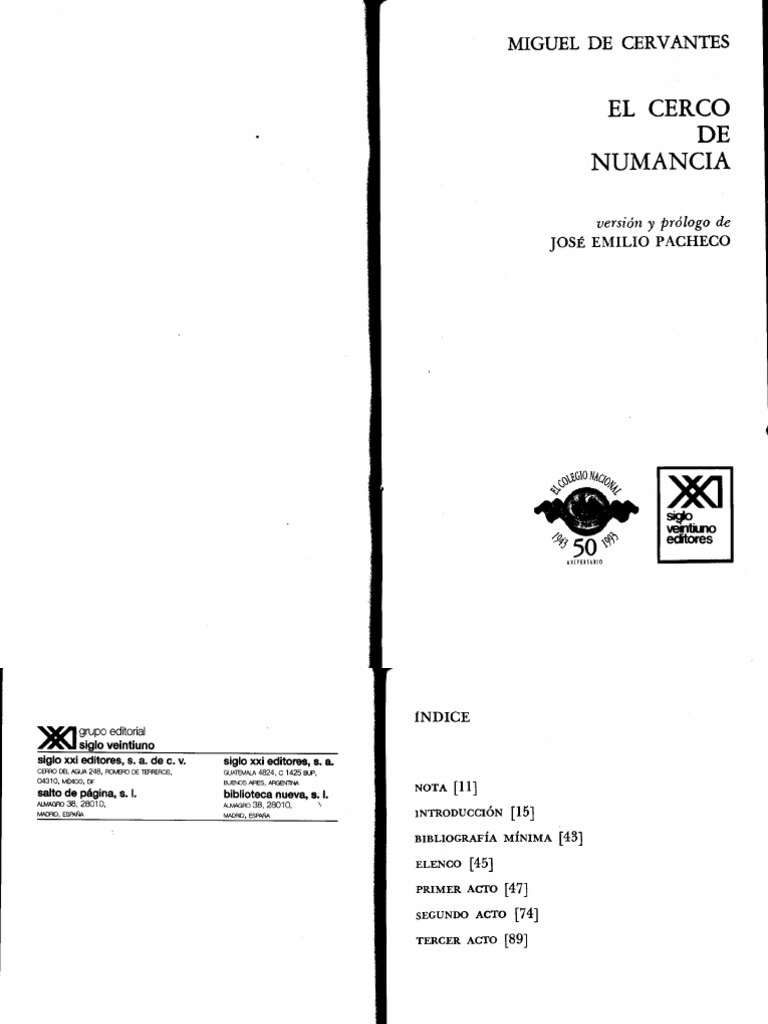 El cerco de Numancia de Cervantes | PDF | Miguel De Cervantes | Don Quijote