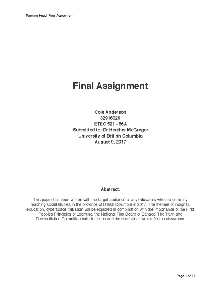 Final Assignment Good Copy v2 | PDF | Curriculum | Cognition