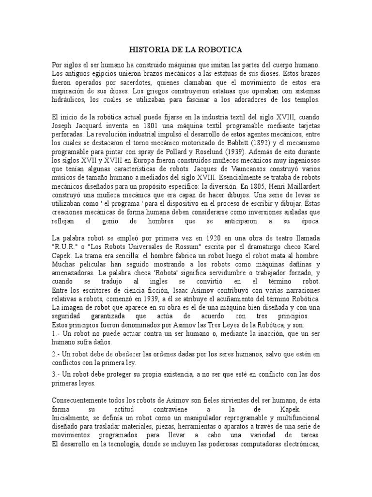 Historia de La Robotica | PDF | Robot | Robótica