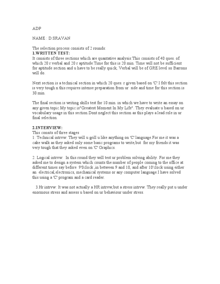 ADP Selection Process Guide | PDF | Graduate Record Examinations ...