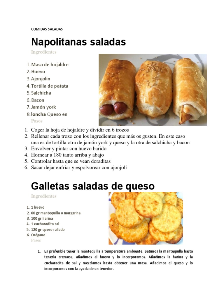 Receta de Comidas Saladas | PDF | ensalada | Postres
