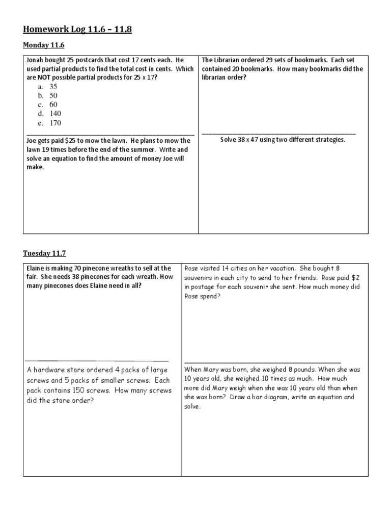 Homework Log: Math Problems 11.6-11.8 | PDF | Teaching Mathematics