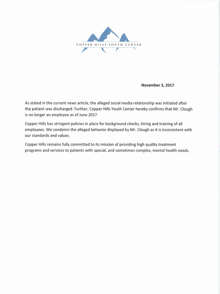 Copper Hills Youth Center Statement PDF