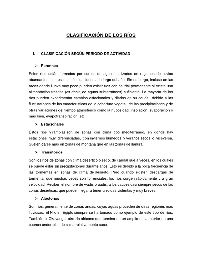 Clasificación de Los Ríos .... Rio Sama | PDF | Desierto | Río