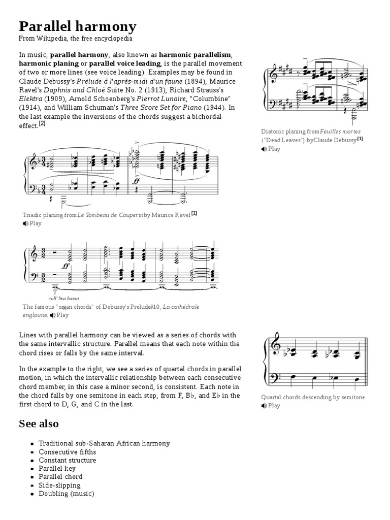 Parallel Harmony PDF Harmony Chord (Music)