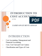 Introduction To Cost Accounting - Topic 1