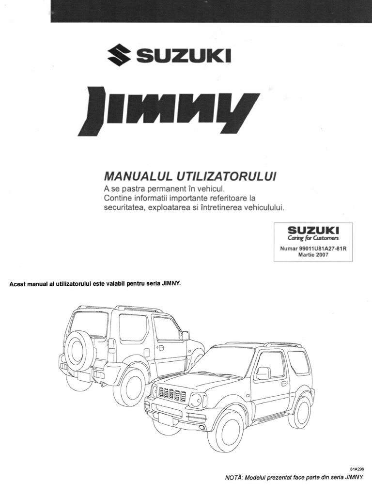 Suzuki Jimny Manualul Utilizatorului PDF | PDF