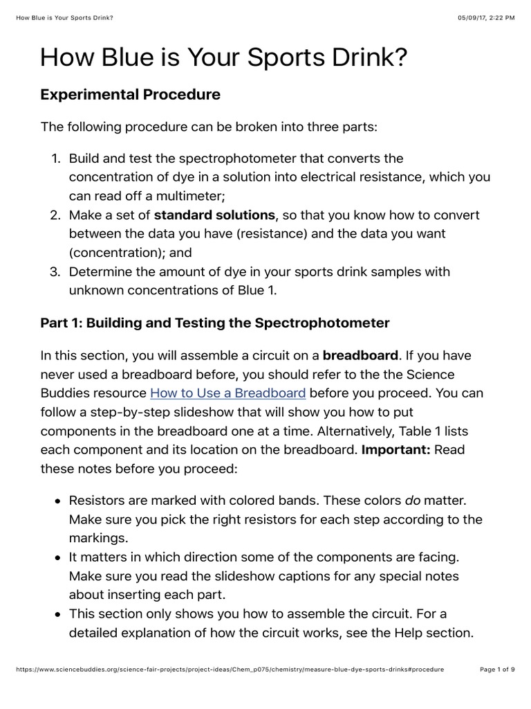 Calibrating a Spectrophotometer Measuring the Concentration of Blue