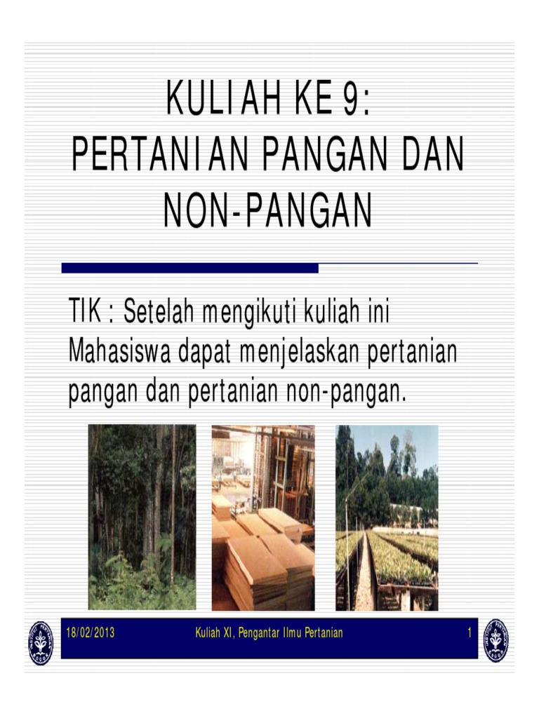 Kuliah 9 Pertanian Pangan Dan Non Pangan Pdf
