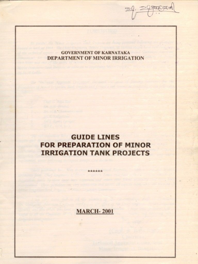 Guidelines of Minor Irrigation Tanks PDF