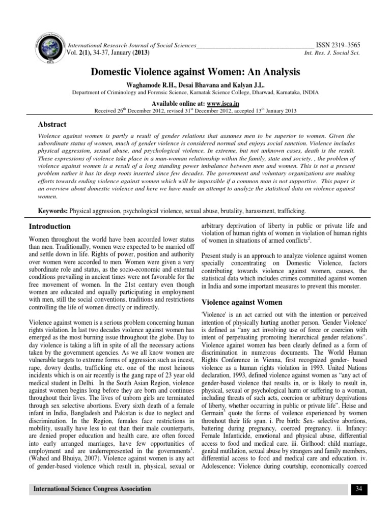 Domestic Violence Against Women Analysis | PDF | Domestic Violence ...