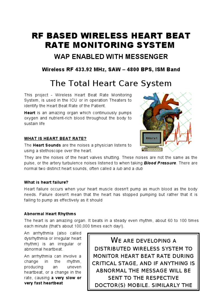 Wireless Heartbeat Monitoring System | PDF | Artificial Cardiac ...