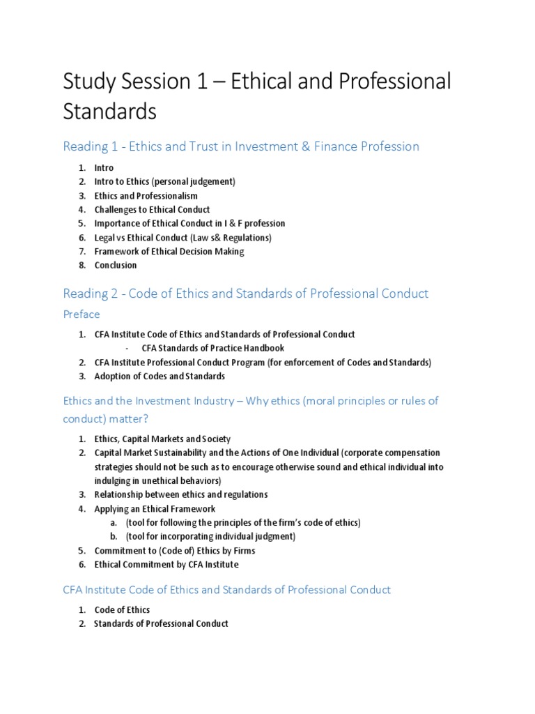 Cfa Code Of Ethics Handbook