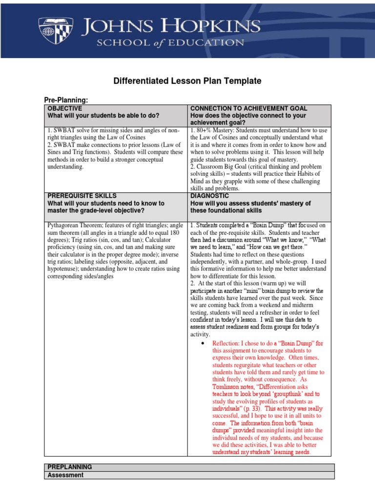 Differentiated Lesson Plan for Triangles | PDF | Trigonometric ...