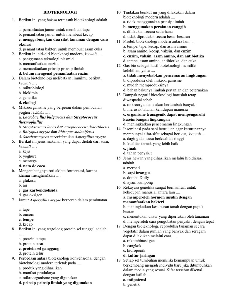 Soal Bioteknologi Smp Kelas Ix