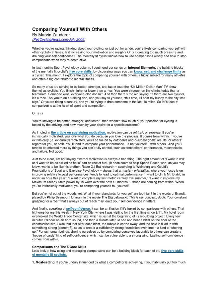 Comparing Yourself With Others: by Marvin Zauderer | PDF | Motivation ...