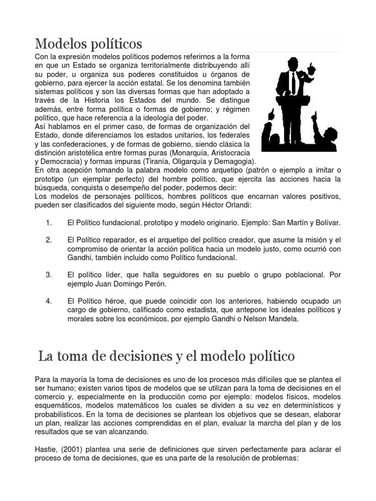 Modelos Políticos | PDF | Toma de decisiones | Formas de gobierno