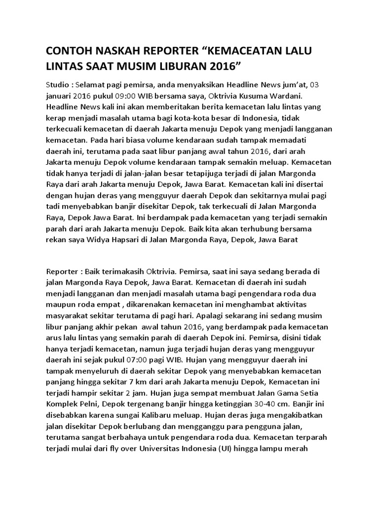 Laporan Kemacetan Lalu Lintas Depok | PDF | Perjalanan