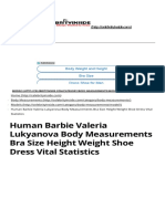 Human Barbie Valeria Lukyanova Body Measurements Bra Size Height Weight Shoe Dress Vital Statistics