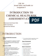Introduction To Chemical Health Risk Assessment (Chra) : CHE 301 Occupational Safety and Health Act Assignment 3