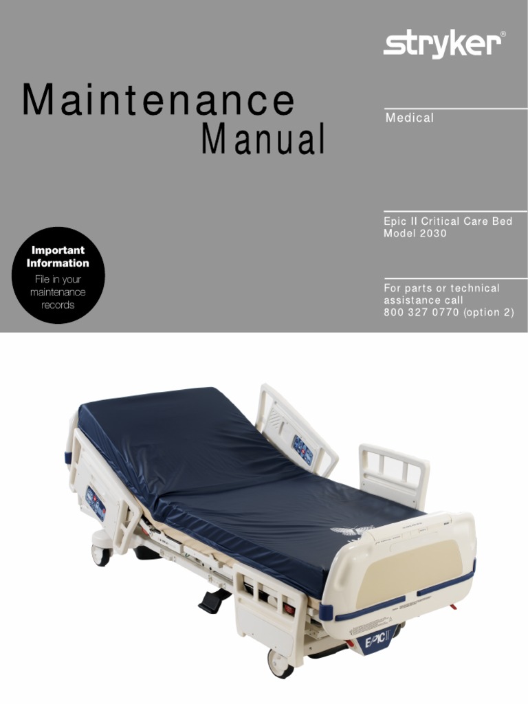 Stryker Epic 2 2030 Hospital Bed - Service Manual | PDF | Ac Power Plugs And Sockets | Disinfectant