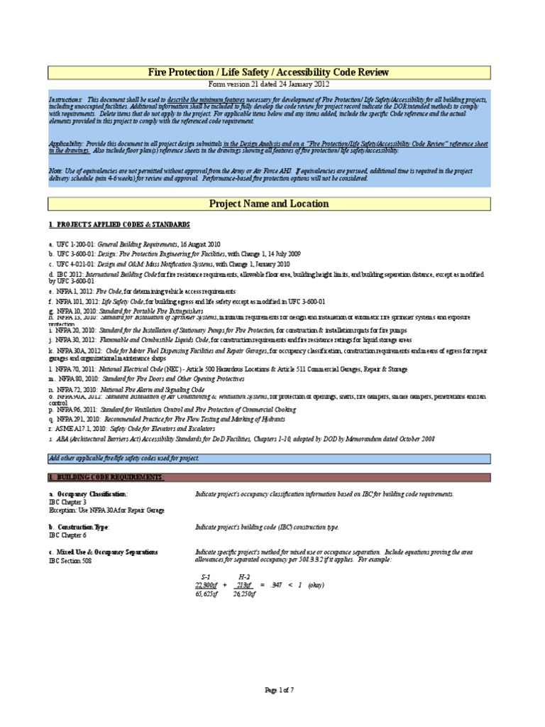 Fire Protection Life Safety Code Review For MV 21 | PDF | Fire ...