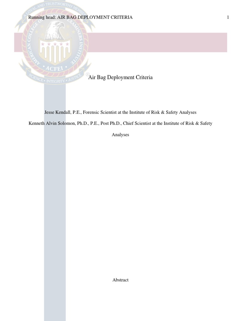Air Bag Deployment PDF Airbag Acceleration