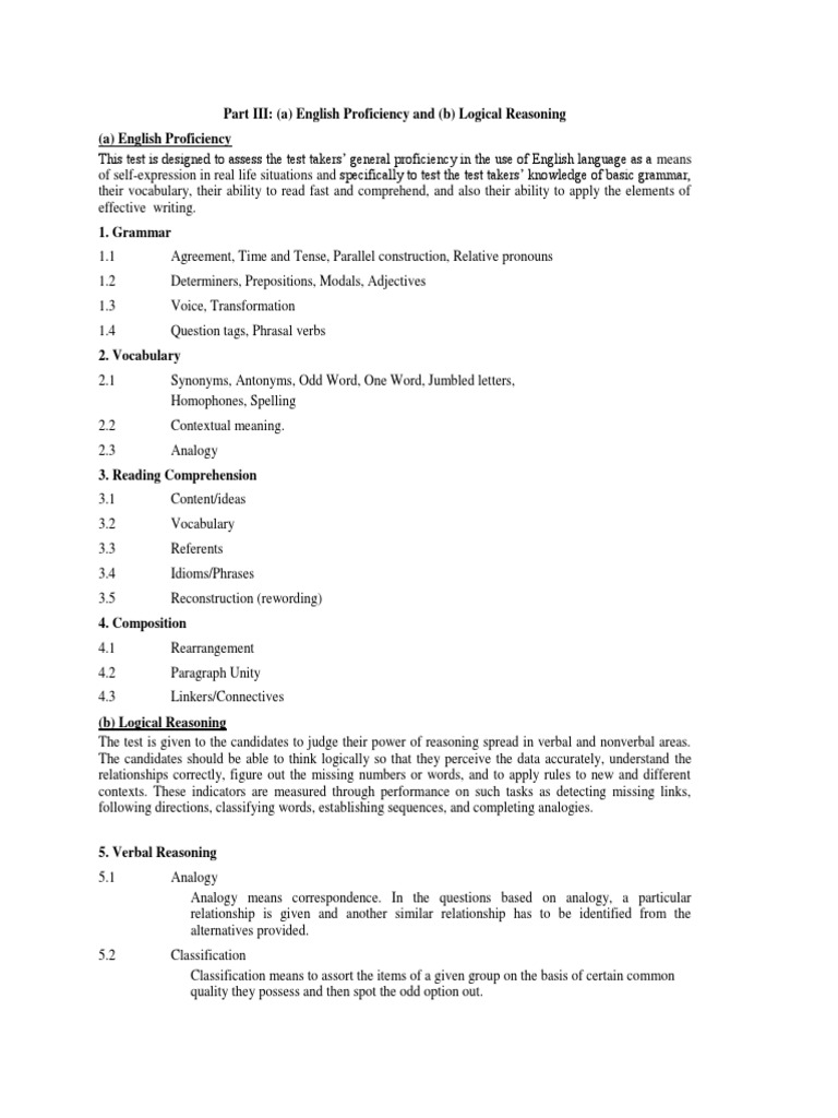 BITSAT English Syllabus | PDF | English Language | Word