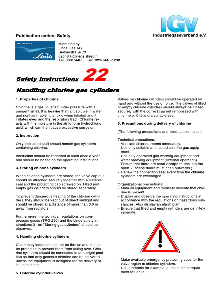 Safety in handling of Chlorine gas cylinders Breathing Chlorine