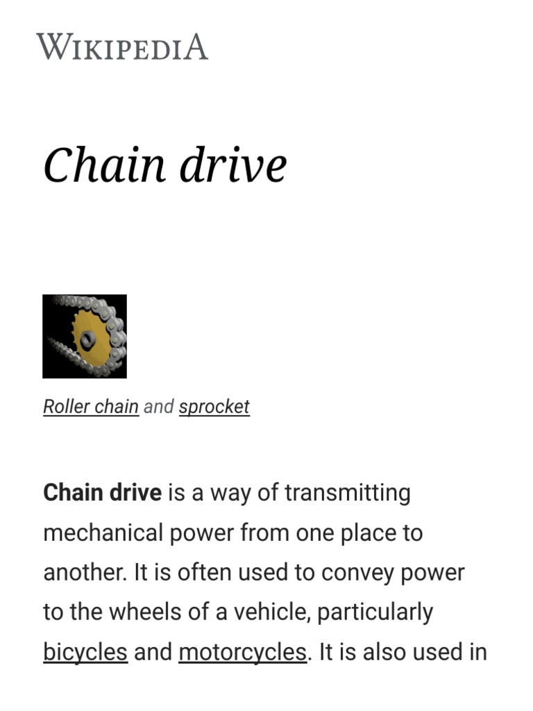 Chain Drive Wikipedia Download Free PDF Transmission (Mechanics