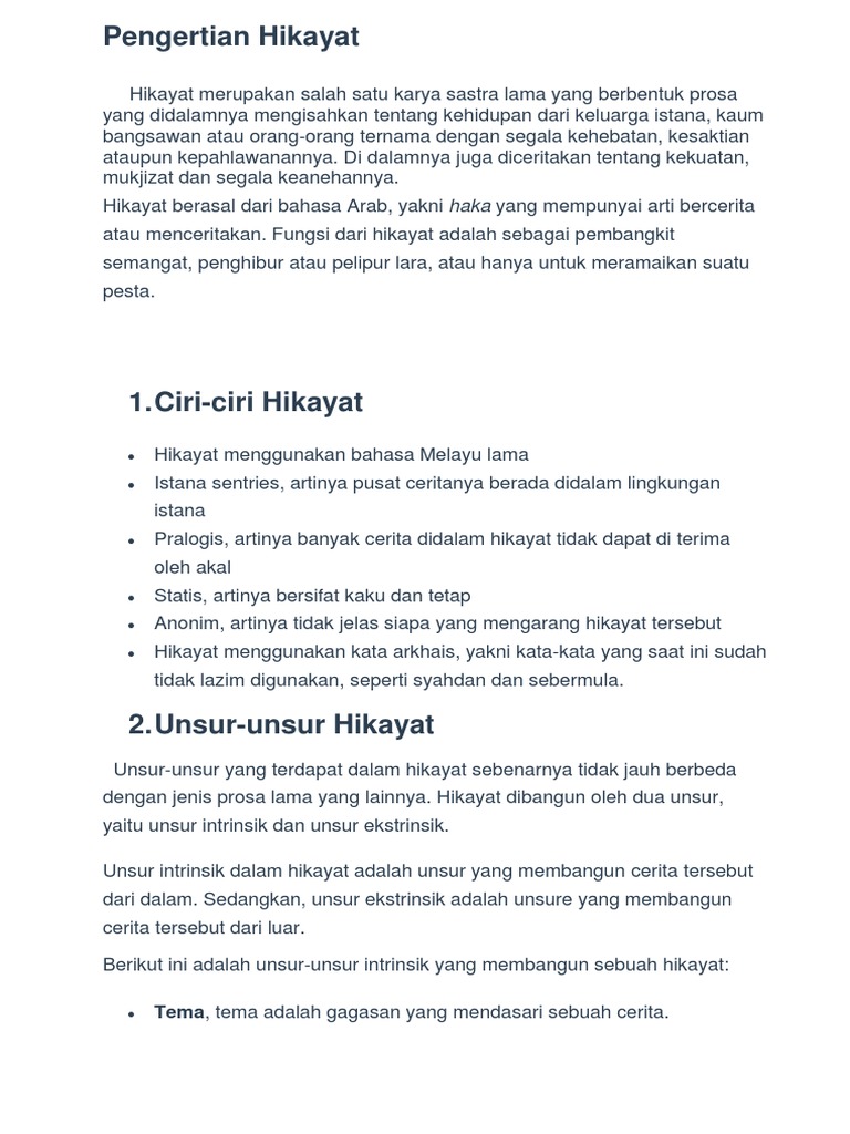 Pengertian Hikayat Pdf
