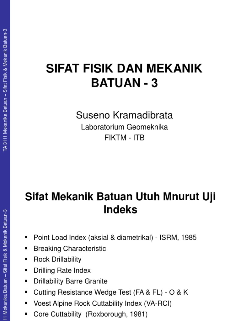 Sifat Fisik dan Mekanik Batuan Uji PLI | PDF