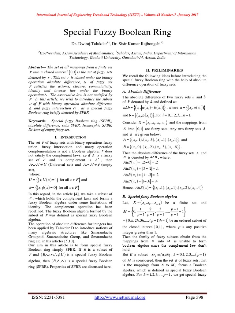 Special Fuzzy Boolean Ring | PDF | Boolean Algebra | Teaching Mathematics