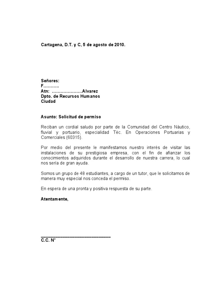 Carta Solicitud de Permiso