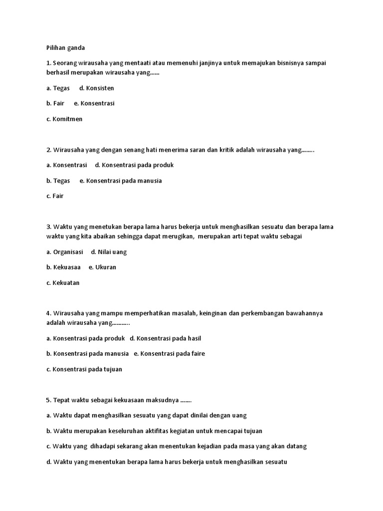 Soal Kwu Tentang Bep Contoh Soal Pelajaran