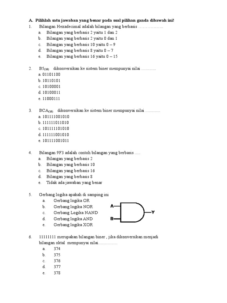 Contoh Soal Xor