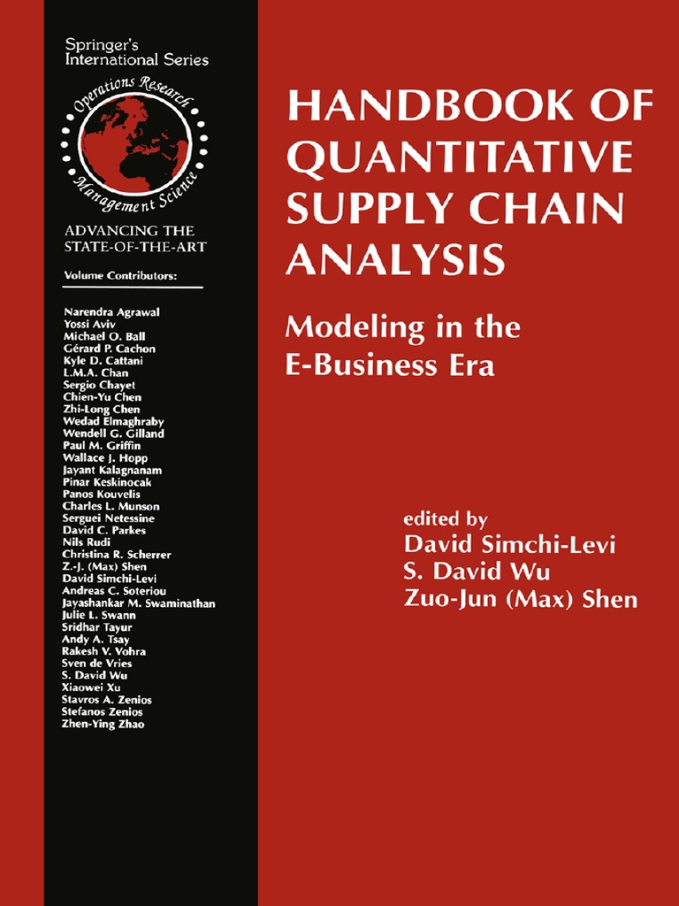 Handbook of Quantitative Supply Chain Analysis PDF Supply Chain