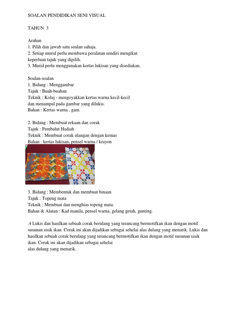 Soalan Pendidikan Seni Visual Pdf