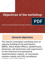 Objectives of The Workshop: District Case-Based MR Surveillance Transitioning and VPD Surveillance Launch Workshop