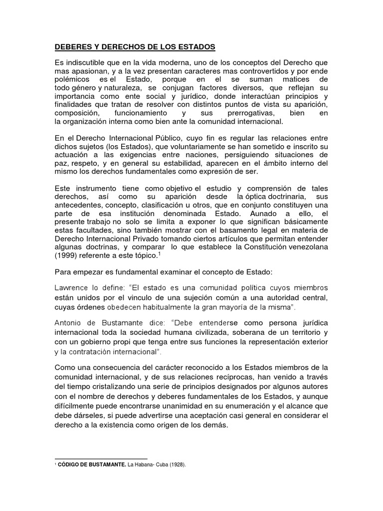 Deberes y Derechos de Los Estados | PDF | Estado (política) | Derechos