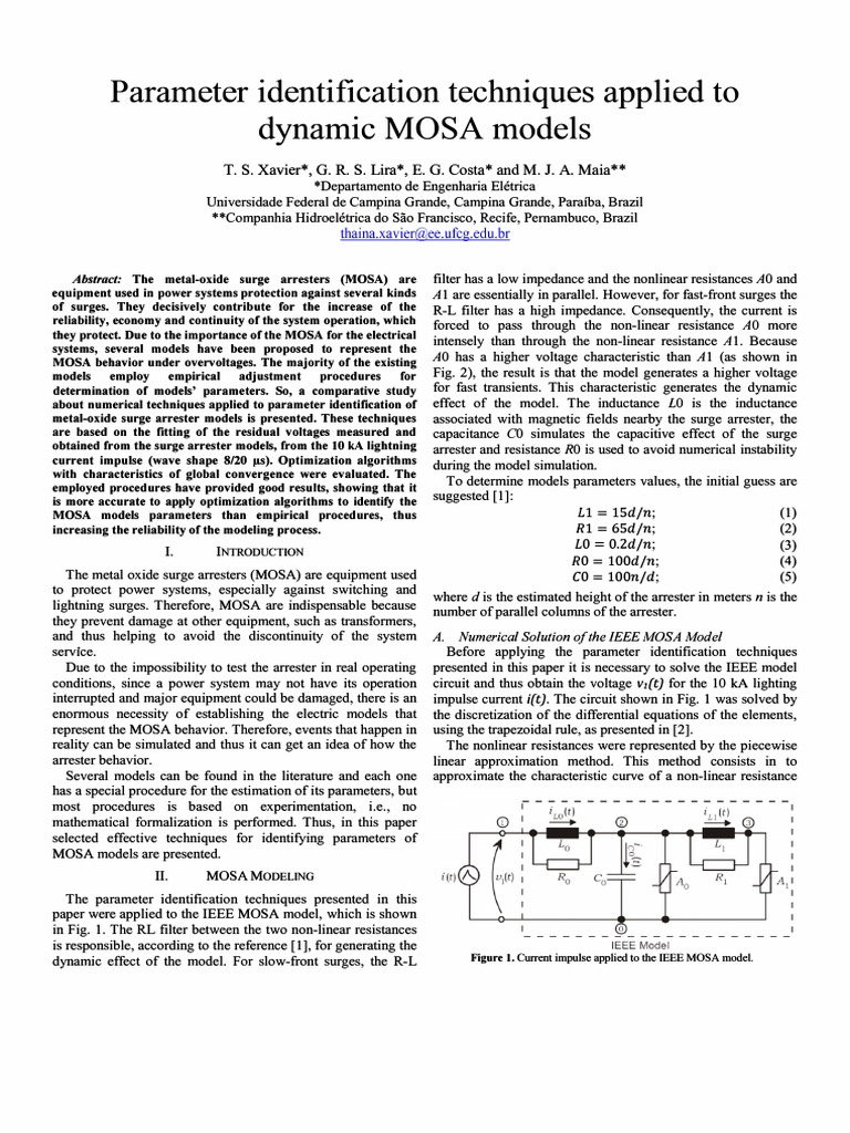 Parameter Identification for MOSA Models | PDF | Errors And Residuals ...