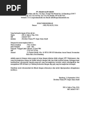 Contoh Surat Rekomendasi Perusahaan Untuk Mengajukan Kprdocx