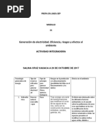 Generación de electricidad. Eficiencia, riesgos y efectos al ambiente