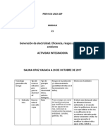 Generación de Electricidad. Eficiencia, Riesgos y Efectos Al Ambiente