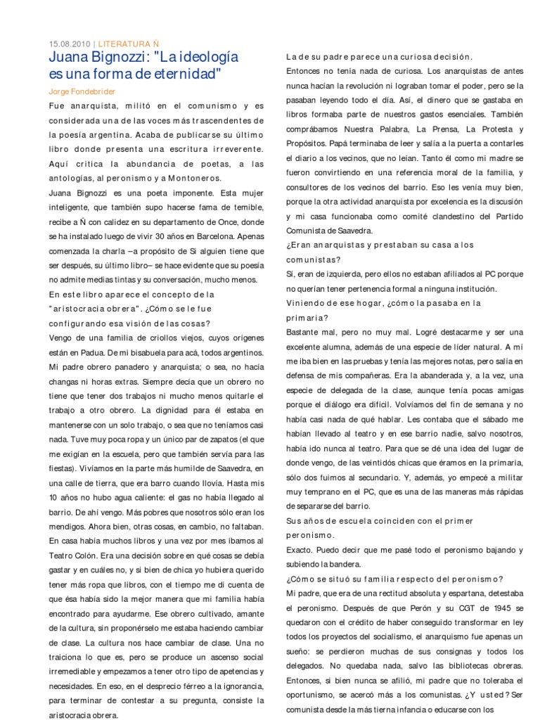 Juana Bignozzi Poesía Anarquismo
