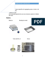 Ensayo del cesto para determinar peso específico y densidad aparente