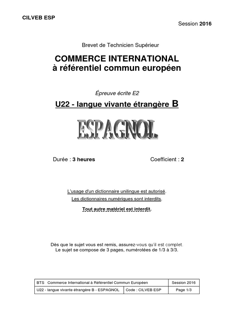 Lettre Commerciale Espagnol Bts Ci BTS CI Espagnol LVB-Sujet | PDF | especia | Hierbas y especias