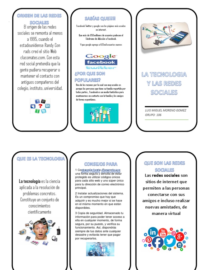 Triptico La Tecnologia | PDF | Facebook | Internet