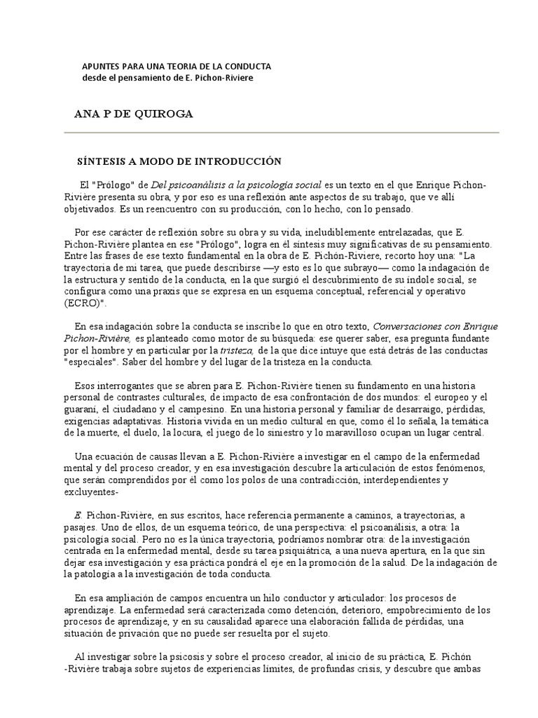 Ana Quiroga Apuntes Para Una Teoria De La Conducta